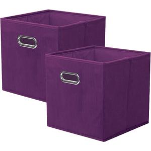 ShellKingdom Storage Bins, Foldable Fabric Storage Cubes And Cloth Storage Organizer Drawer with Metal Handle For Closet And Toys Storage, 11 X 10.5 X 10.5 INCH, 2 Pack (Purple)