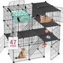 VISCOO Cat Cage, 3Tier DIY Cat Enclosures Catio, Cat Playpen Indoor & Outdoor with Hammock, Detachable Metal Wire Kennel Cats Crate, 2x3x3 Exercise Place for 1-3 Cats/Kitten