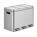 GarveeHome 12 gal Rectangular Recycling Trash Can with 3 Compartments, Silver, 45 L (4+4+4 gal)