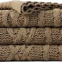 Battilo Camel Tan Throw Blanket for Couch,51"x67", Cable Chenille Knitted Throw Blankets for Bed, Sofa, Chair,Living Room, Soft Cozy Thick Warm Decorative Textured Blanket.