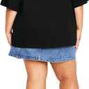 CITY CHIC Plus Size Tee, Oversized Outlaw Tee (Black, M)