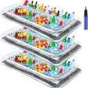 3 Pcs Inflatable Serving Bar Salad Ice Tray Food Drink Candy Buffet Containers Picnic Pool Inflatable Cooler with a Drain Plug and a Hand Pump, 53 x 23.6 x 4.7 Inch(Silver)