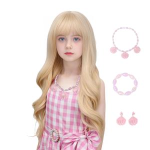 Blonde Wig For Kids Girls Long Wavy Blonde Wig With Bangs Halloween costumes Wigs For Kids