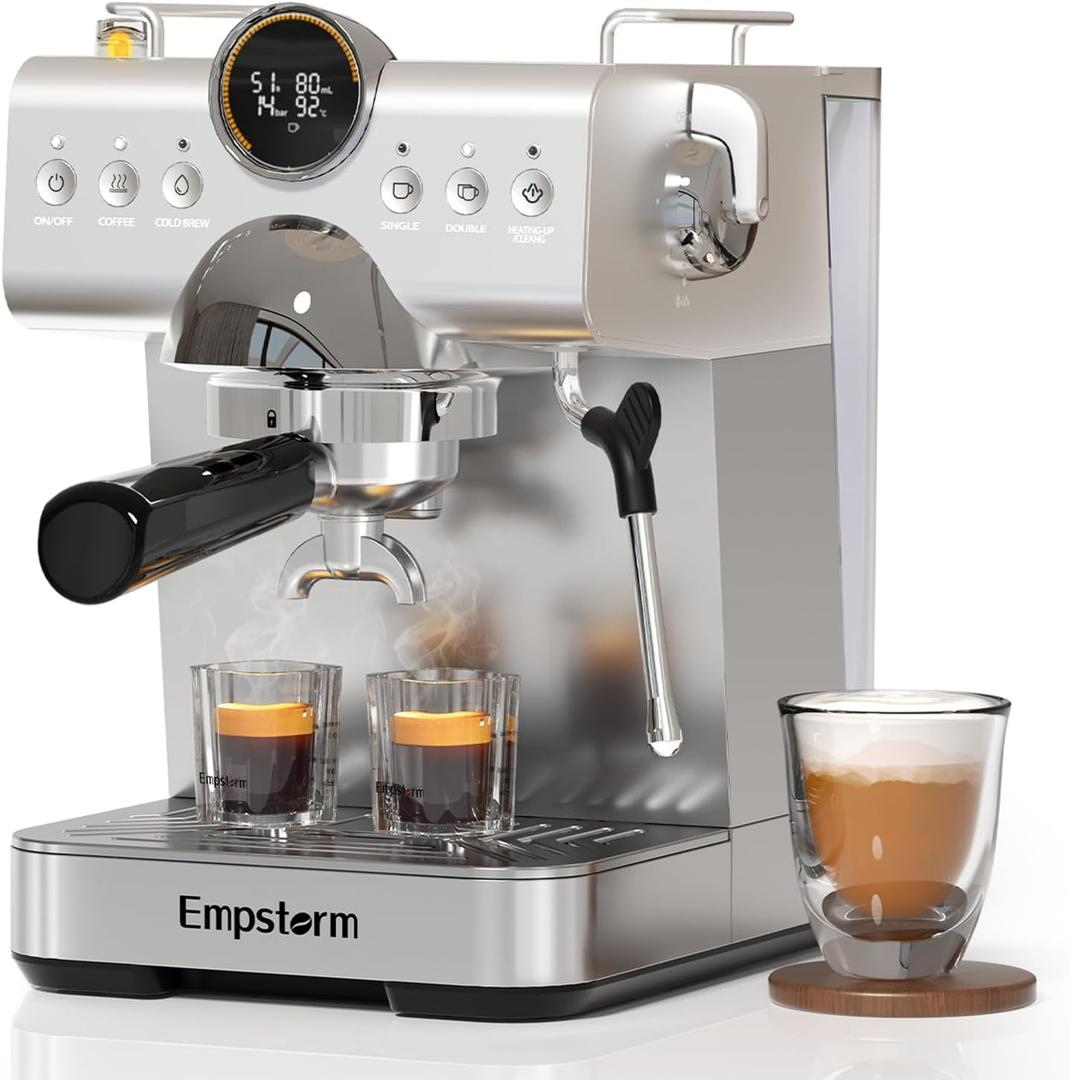 Espresso Machine with Milk Frother, Barista Coffee Machine, Cappuccino/Latte Maker, Espresso Coffee Machine for Home (20Bar Stainless Espresso Maker with Display) Espresso Machine with Milk Frother, Barista Coffee Machine, Cappuccino/Latte Maker, Espresso Coffee Machine for Home (20Bar Stainless Espresso Maker with Display)