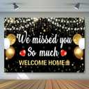 Welcome Home Backdrop Banner Decorations with 70.8"X43.3"We Missed You So Much Backdrop Photo Booth Props, Welcome Home Sign for Graduation Retirement Military Army Homecoming Decorations (loonelo05)