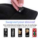 Men's and Womens Beanies with Turned-Up Brim Thickened Knit Winter Skull Hat Includes One hat and Five Interchangeable Badges Black