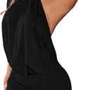 GORGLITTER Women's Draped Halter Dress Sexy Open Back Cocktail Birthday Party Bodycon Mini Wedding Guest Dresses, Small, Black