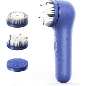 Premium Facial Cleansing Brush,Waterproof Face Scrubber,Spin & Sonic Modes with 3 Intensities,Magnetic 3-Head System for Deep Pore Cleaning, Gentle Exfoliation & Sensitive Skin Care - for Women & Men (Blue)