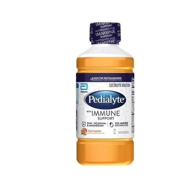 Pedialyte Immune Support Peach Mango Flavored Electrolyte Solution, 33.8 Fluid Ounce -- 4 per case (BBD 1 Jul 2026)