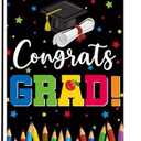 Congrats Grad Garden Flag,Graduation House Flag,Rainbow White Diploma Cap Yard Lawn Sign,Vertical Double Sided 12.5 x 18 Inch, Set of 2
