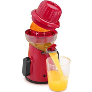 KEOUKE Manual Citrus Juicer Tower Red - Detachable with Juice Storage, Non-Slip Suction Base, Easy to Clean, Includes Cleaning Brush - for Oranges, Lemons, Limes, Grapefruits
