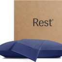 REST Evercool+ Cooling Pillow Cases Standard - 2 Pillowcase for Sensitive Skin, Silver Infused Fabric for Hygienic Sleep, Silky Smooth for Curly Hair, High Elastic for Snug Fit (19x29 inches) (Midnight Blue)