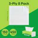ECOLipak Bamboo Facial Tissues, Soft Pack 8 Packs, 1200 Sheets Total 3-Ply Ultra Soft & Strong, Hypoallergenic, Travel Size for Car, Home, Office