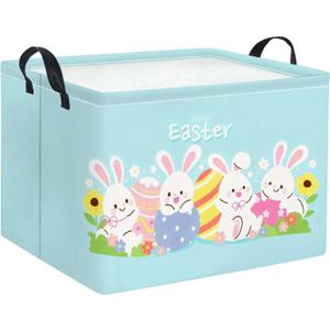 Rectangular Easter Basket Easter Basket for Kids Baby Storage Basket Cute Toy Storage Bin Organizer Shelf Book Basket Easter Room Decor(Cartoon Easter Basket) 15"L x 10"W x 9"H