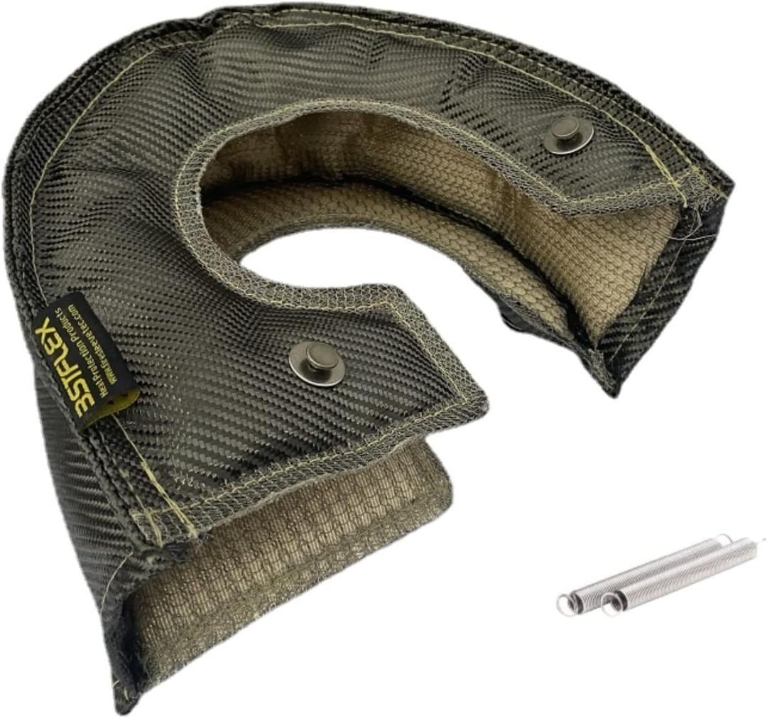 Carbon Fiber T4 Turbo Blanket Heat Shield charger Cover Wrap for T4 GT40 GT42 GT45 With Locking Springs,Cover Carbon Turbo Charger Cover Heat Shield Barrier Fiber Turbo Blanket Turbocharger