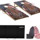 Cornhole Board Set,Corn Hole Games for Adults Outdoor,2X4FT Solid Wood Regulation Cornhole Boards with 8 Cornhole Beans Bags & Carry Case