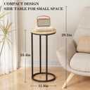 C Shaped end Table, Round Side Table for Couch, Small Snack Sofa Table with Metal Frame for TV Tray, Bedroom, Living Room, Bedside (Oak)