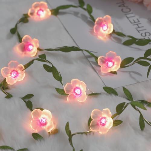 Nakolulu Cherry Blossom Vine Lights 13ft 40 LED Flower String Lights USB Plugin & Battery Operated Fairy Lights with Timer 8 Modes Remote Decorative Light for Bedroom Wedding Party - 1 Pack Purple Color