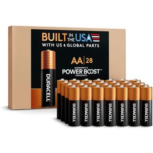 Duracell Coppertop AA Alkaline Batteries with POWER BOOST Ingredients, 28 Count (Pack of 1), Long-Lasting Alkaline, Re-closable for Quick Access and Organized Storage