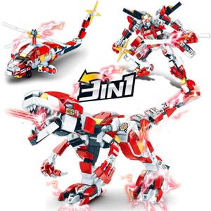 STEM Creator 3 in 1 Dinosaur Building Kits 559PCS, Compatible with Lego, Mech Toys for Kids Age 6-10 Year Old, Plane Model Gifts for Boys 8-14