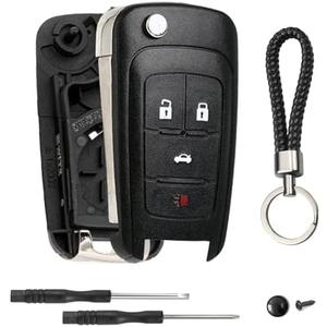 4 Button Key Fob Keyless Entry Remote Shell Case Replacement for Chevy Cruze Equinox Camaro Impala Malibu Sonic Buick Regal Verano Encore Lacrosse GMC Terrain 2010 2011 2012 2013 2014 2015 2016-2021