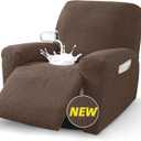 MAXIJIN Waterproof Recliner Chair Covers 3 Pieces Recliner Cover That Stay in Place, Washable Lazy Boy Recliner Slipcovers with Pockets Reclining Protector for Pet, Kids (Recliner, Light Coffee)