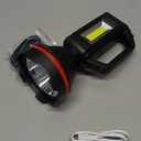 Rechargeable Spotlight Flashlight, High Lumens Handheld Spotlight,LED Searchlight with Shoulder Strap and USB Output for During Hurricane,Emergency, Storms, Outages,Hunting , Hiking, Camping(Black1)