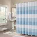 Dainty Home Ombre Waffle Weave Shower Curtain 70 x 72 Blue Textured Fabric Shower Curtain, Hotel Style Waffle Weave Bathroom Curtain, Water Resistant Polyester Ombre Shower Curtain