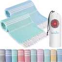 2 Packs Turkish Beach Towels Quick Dry Sand Free Soft Absorbent Adult Oversized Bath Pool Swim Towel Lightweight Thin Fast Drying Over The Lounge Chair Towel Sand Repellent Anti Vacation Essentials (72 x 36 inch, Thinner Set Turquoise Mink)