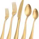 SHARECOOK Satin Finish 40-Piece Stainless Steel Flatware Set, Matte Gold Silverware, Dishwasher Safe