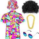 Janmercy 80s 90s Outfits for Men Hip Hop Costume Disco Retro Theme Party Accessories for Men Boys Hawaiian Beach Party (XL)