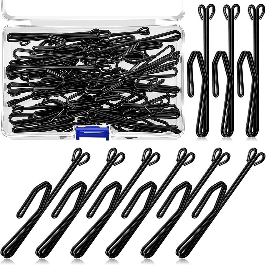 70 Pieces Metal Curtain Hooks Slip on Drapery Hook Shower Curtains Hooks Stainless Steel Drapery Pins and Hook for Window Door Curtain and Bathroom (Black)