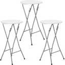 Hoteam 3 Pack Round Folding Table Round Cocktail Tables 23.6 x 44 Inch White High Top Table Portable Pub Bistro Highboy Furniture Table for Party, Backyard, Wedding, Indoor Outdoor Banquet, Events, 23.6 x 44 x 39.4 inches