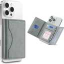 for Magsafe Wallet, Magnetic CardHolder with Adjustable Stand, Phone Card holder with 6 Card Slots, Magnetic Wallet for iPhone 16/15/14/13/12 Series, Not for iPhone 13/12 Mini (White)