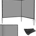 Patio 6' x 12' Outdoor Privacy Screen Freestanding Temporary Fence Panels Net Cover with Metal Poles for Outside Backyard Pool Garden Air Conditioner Fencing, Light Gray