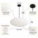 20 Inch Oval Paper Lantern Pendant Light, White Rice Paper Ceiling Lamp