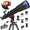 Telescope,Telescope for Adults High Powered, 90mm Aperture 900mm Professional Refractor Telescopes for Kids & Beginners, Magnification 450X,for Planet Observation with Stainless Tripod & Phone Adapter