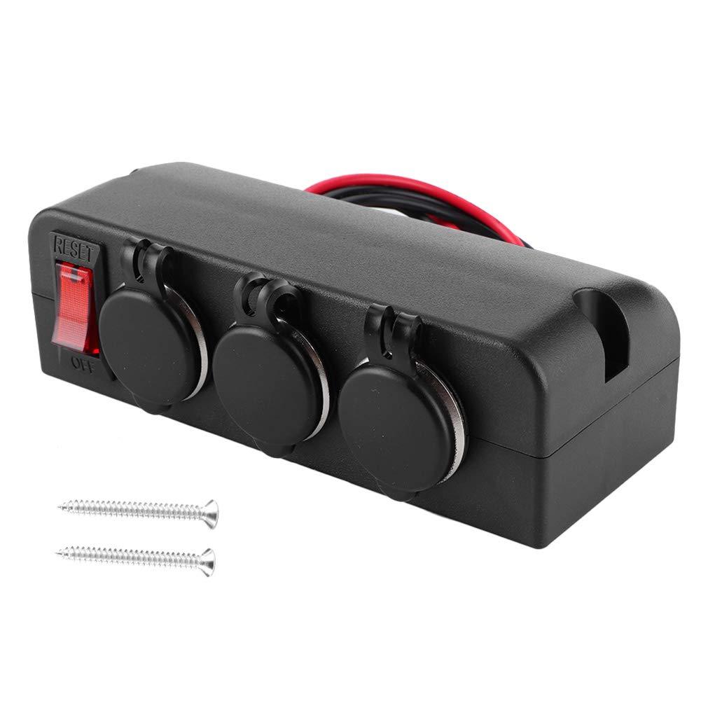 Car Socket Splitter,12?24V Cigarette Lighter Socket Cigar Lighter Adapter 3 Way Port 16A Waterproof Overload Protection W/Cut?Out Switch