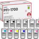 PFI-1700 Pigment Ink Tank 700ml with New Chip Replacement for Canon PFI-1700 Ink for imagePROGRAF PRO 2000 4000 4000S 6000 6000S Large-Format Printer, 12-Pack (MBK/PBK/C/M/Y/R/GY/B/PGY/PC/PM/CO)