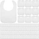 Toulite 10 Pcs White Bibs for Baby Washable Reusable Waterproof Cotton Feeder Bibs with Double Sided Design for Baby Shower Activity and Gifts