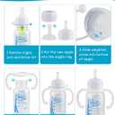 Straw Cup Conversion Kit for Dr Browns Narrow and Narrow Glass Baby Bottles, Spill-Proof Transition Kit with Silicone Straw Nipple, Weighted Straw, Handle, 4 Pack, 8m+