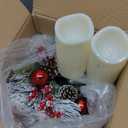 Christmas Candle Rings Wreaths(2 Pcs) Snow Flocked Candle Rings Pine Branches, Red Berries, Pinecones Pillars Candle Rings Christmas Table Centerpiece for Front Door Window Wall Decor