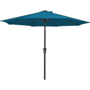 MEWAY 9ft Patio Umbrella Outdoor Table Umbrellas with Push Button Tilt and Crank, Market Umbrella 8 Sturdy Ribs for Deck, Garden, Pool and Backyard, Lake Blue