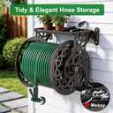 Garden Hose Reel Wall Mount Metal, Holds 135 ft x 5/8" Decorative Water Hose Holder for Outside Storage, Heavy Duty Aluminum Frame w/Shelf, No-Leak Aluminum Water System, Easy Assmbly, Dark Bronze