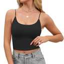 Buauty 2 & 4 Packs Crop Camisole for Women, Basic Solid Cropped Double Layer Spaghetti Strap Cami Tanks Black White S (Black)