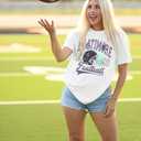 Football Shirts for Women Vintage Team Fan Tshirt Game Day Shirt Oversized Football Season Short Sleeve Tops (XX-Large, White)