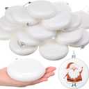 Zubebe 24 Pcs 4 Inch Christmas Blank White Ball Ornaments Plastic White Matte Flat Discs Christmas Tree Ornaments Xmas Hanging Ornament Decorations for DIY Crafts Painting Drawing