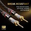 Audiophile HiFi Audio Cable3.5mm to 3.5mm,6N OFC Core,24K Gold-Plated Plugs,with Nylon Braid,AUX Cable,Compatible with Phone,MP4,Speakers,Amplifiers,TV(6.56ft/2m)