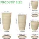 ZMTECH 4 Pack Plastic Planters 21/18/12/10in, Beige Faux Stone Finish Round Flower Pots with Drainage Holes & Saucers, Large Tall Plant Pots for Indoor Outdoor, Patio Garden Decor, Plant Containers