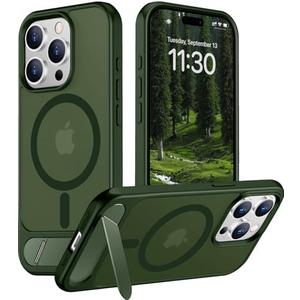 Temdan Magnetic Compatible with iPhone 15 Pro Case, [Built-in Invisible Kickstand][Compatible with MagSafe][Military Grade Shockproof] Slim Translucent Matte Phone Case for iPhone 15 Pro 6.1"